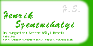 henrik szentmihalyi business card
